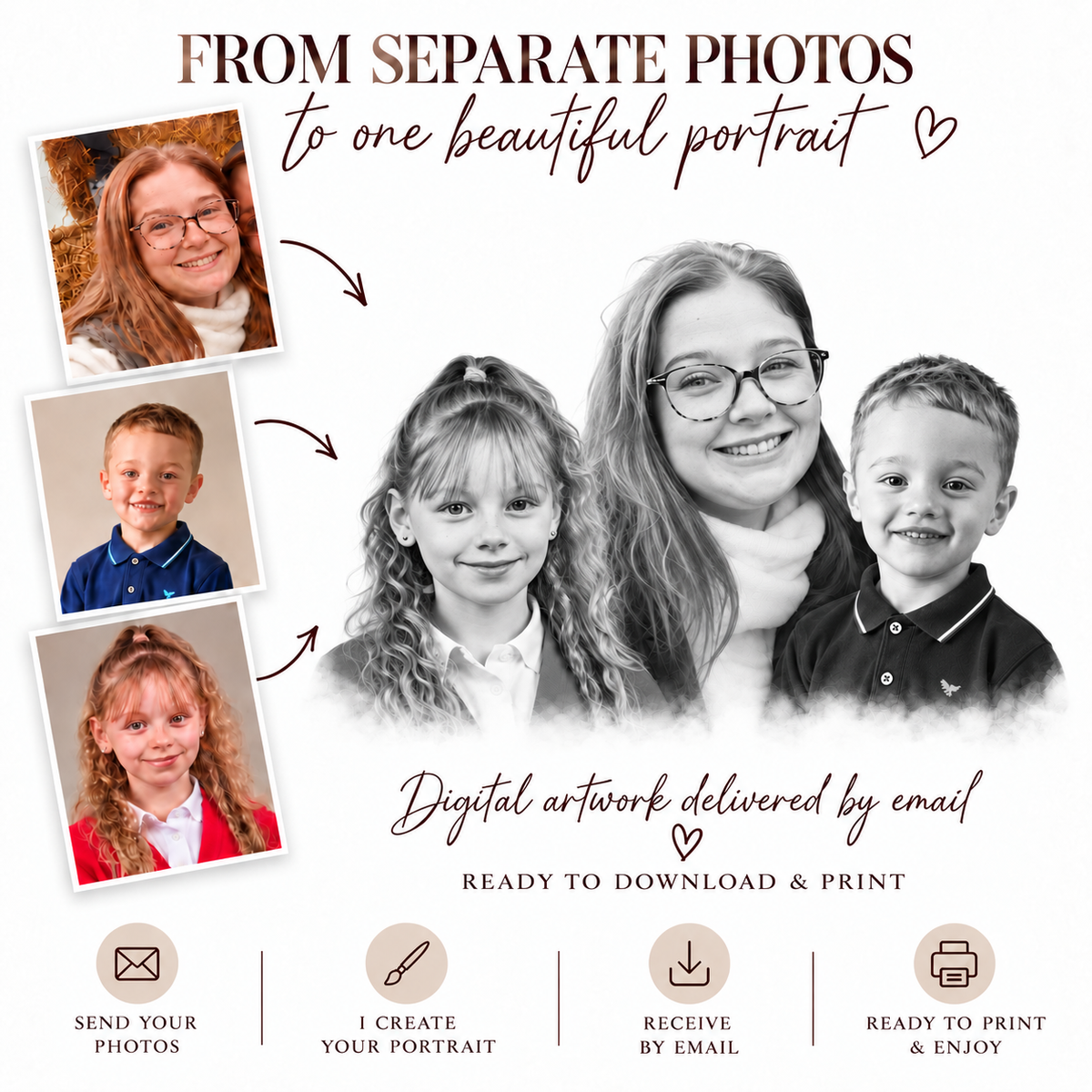 Combine Photos of Loved Ones – Digital Portrait Keepsake Gift