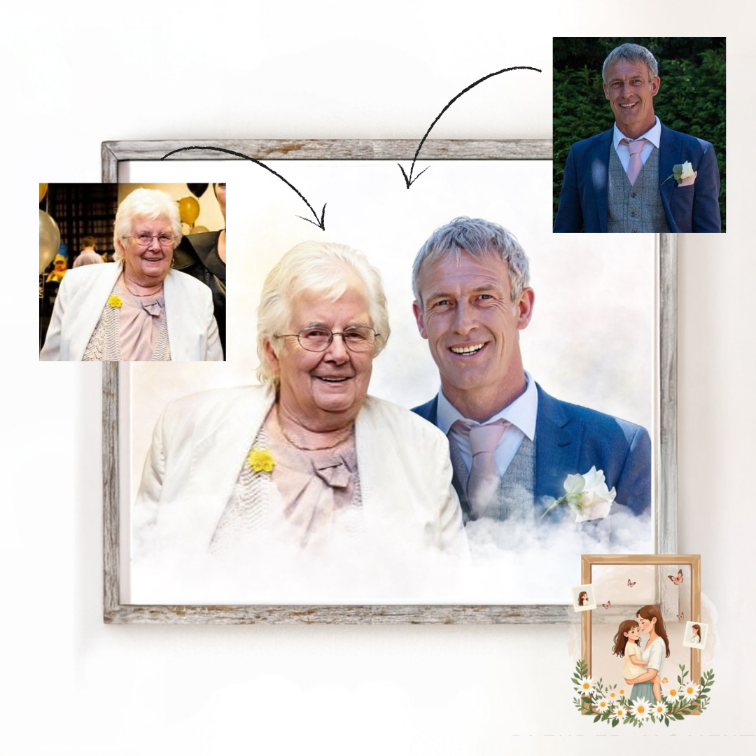 Combine Photos of Loved Ones – Custom A4 Blended Portrait Keepsake Gift