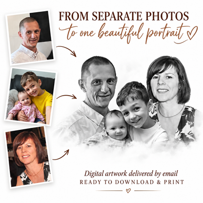 Combine Photos of Loved Ones – Digital Portrait Keepsake Gift