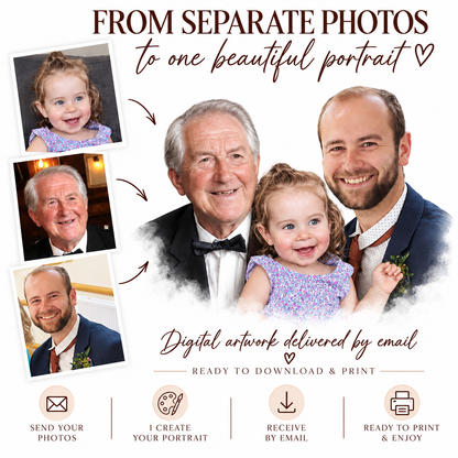 Combine Photos of Loved Ones – Digital Portrait Keepsake Gift