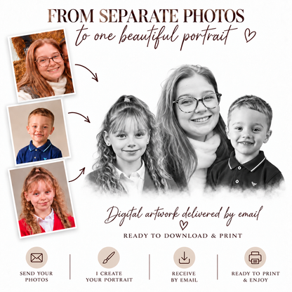Combine Photos of Loved Ones – Digital Portrait Keepsake Gift