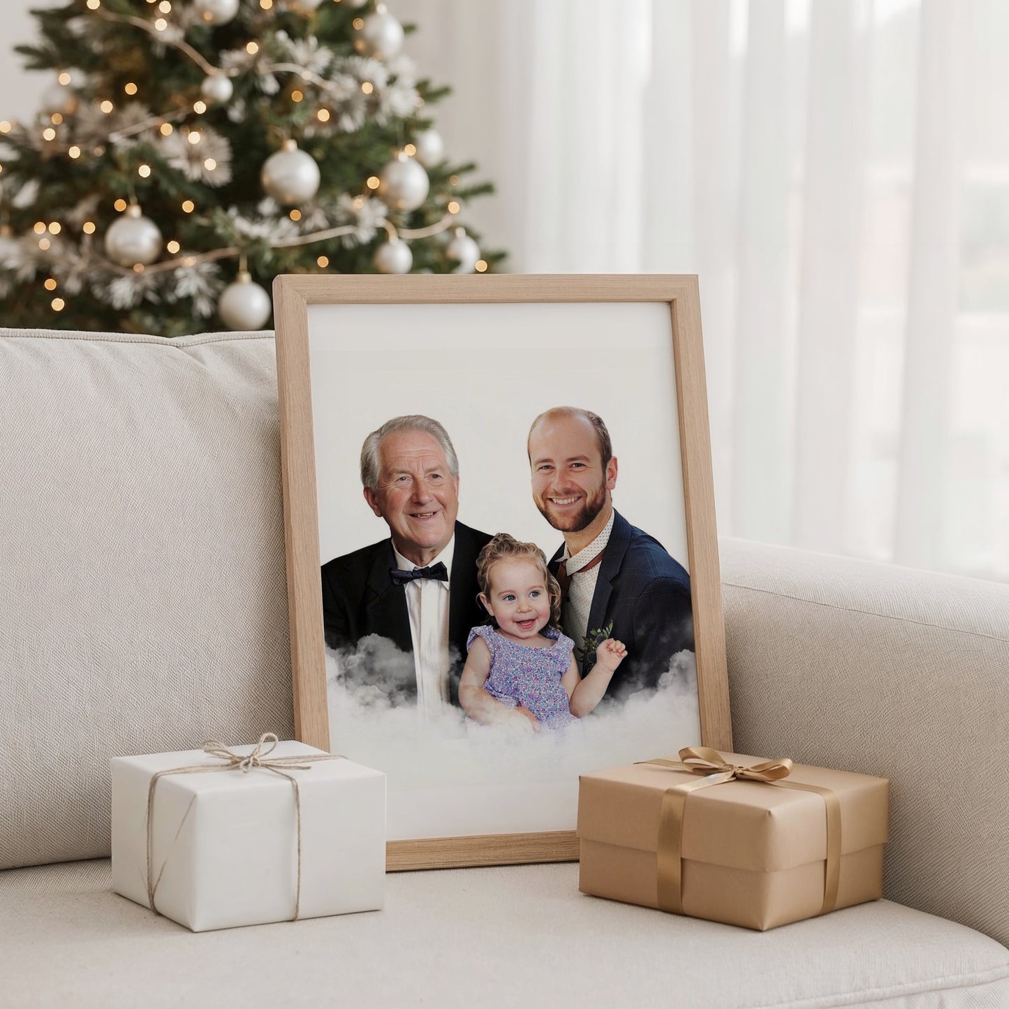 Combine Photos of Loved Ones – Custom A4 Blended Portrait Keepsake Gift