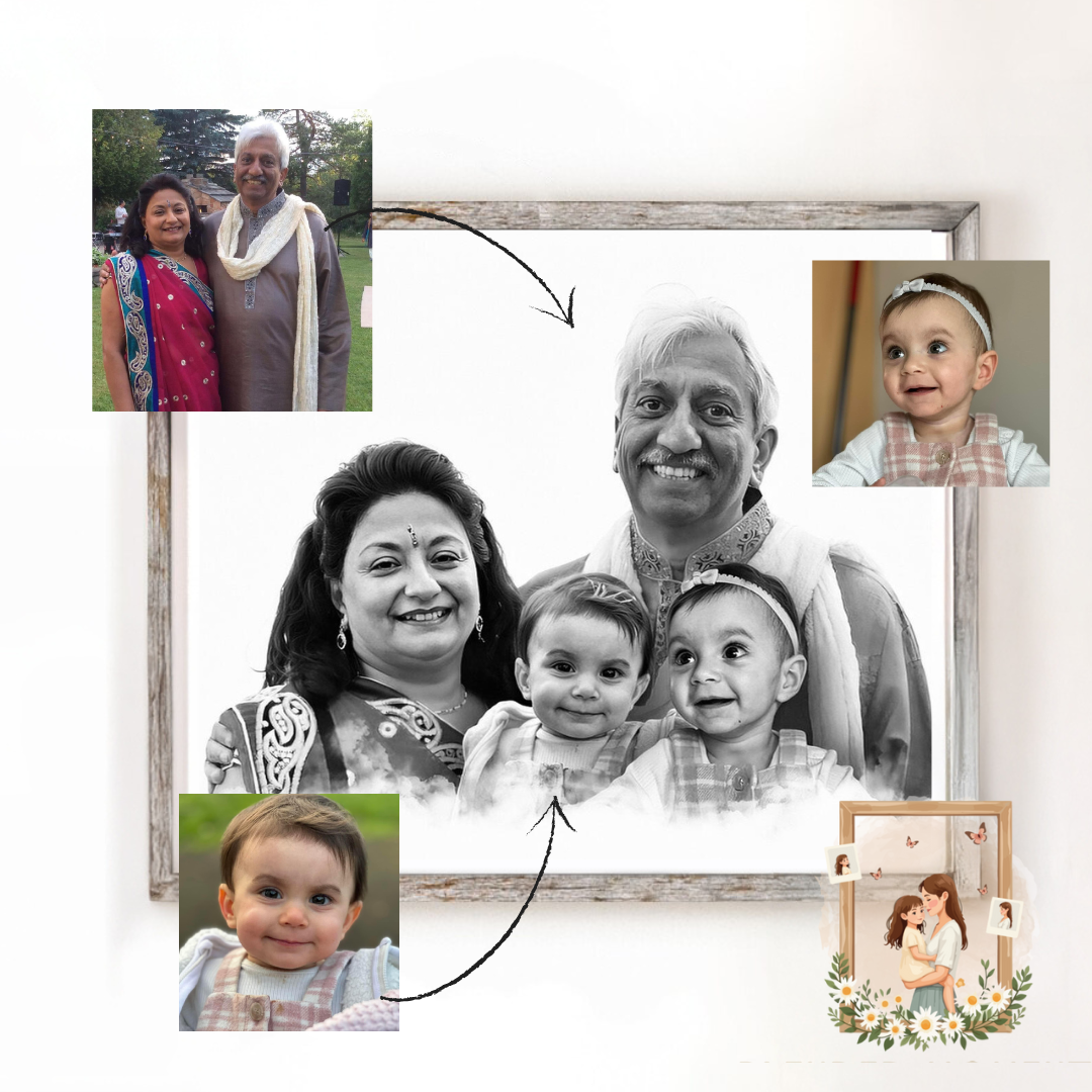 Combine Photos of Loved Ones – Custom A4 Blended Portrait Keepsake Gift