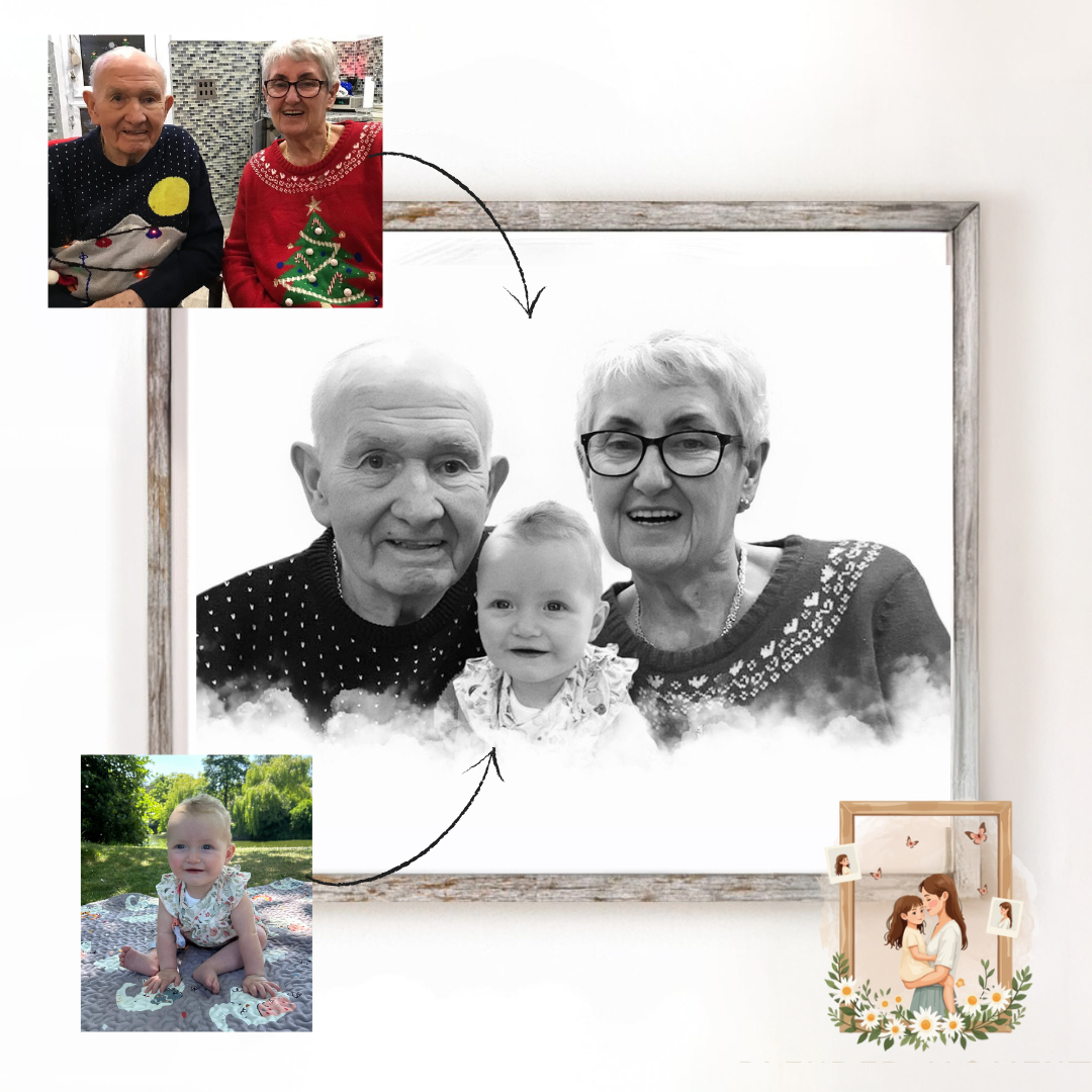 Combine Photos of Loved Ones – Custom A4 Blended Portrait Keepsake Gift