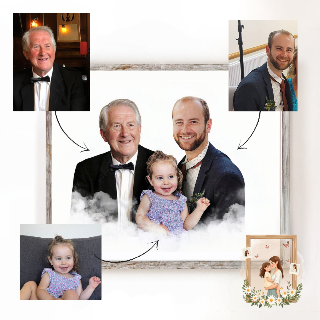Combine Photos of Loved Ones – Custom A4 Blended Portrait Keepsake Gift